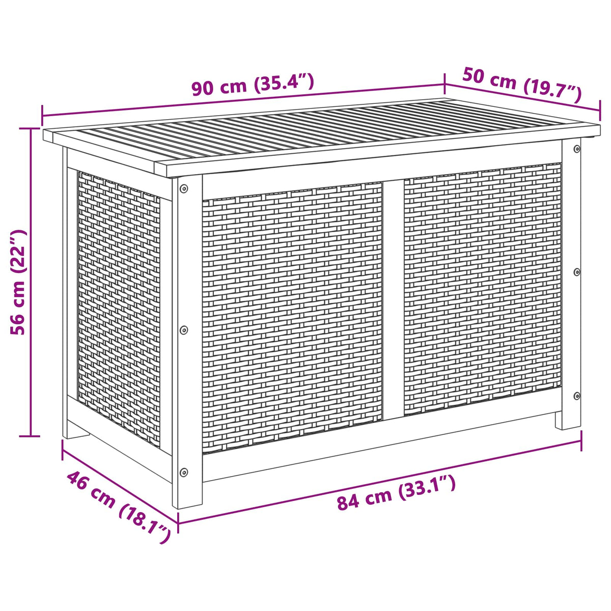 Gartenlagerboxen aus Akazienholz – verschiedene Größen und Farben – Beige · 90 cm – Ansicht 9