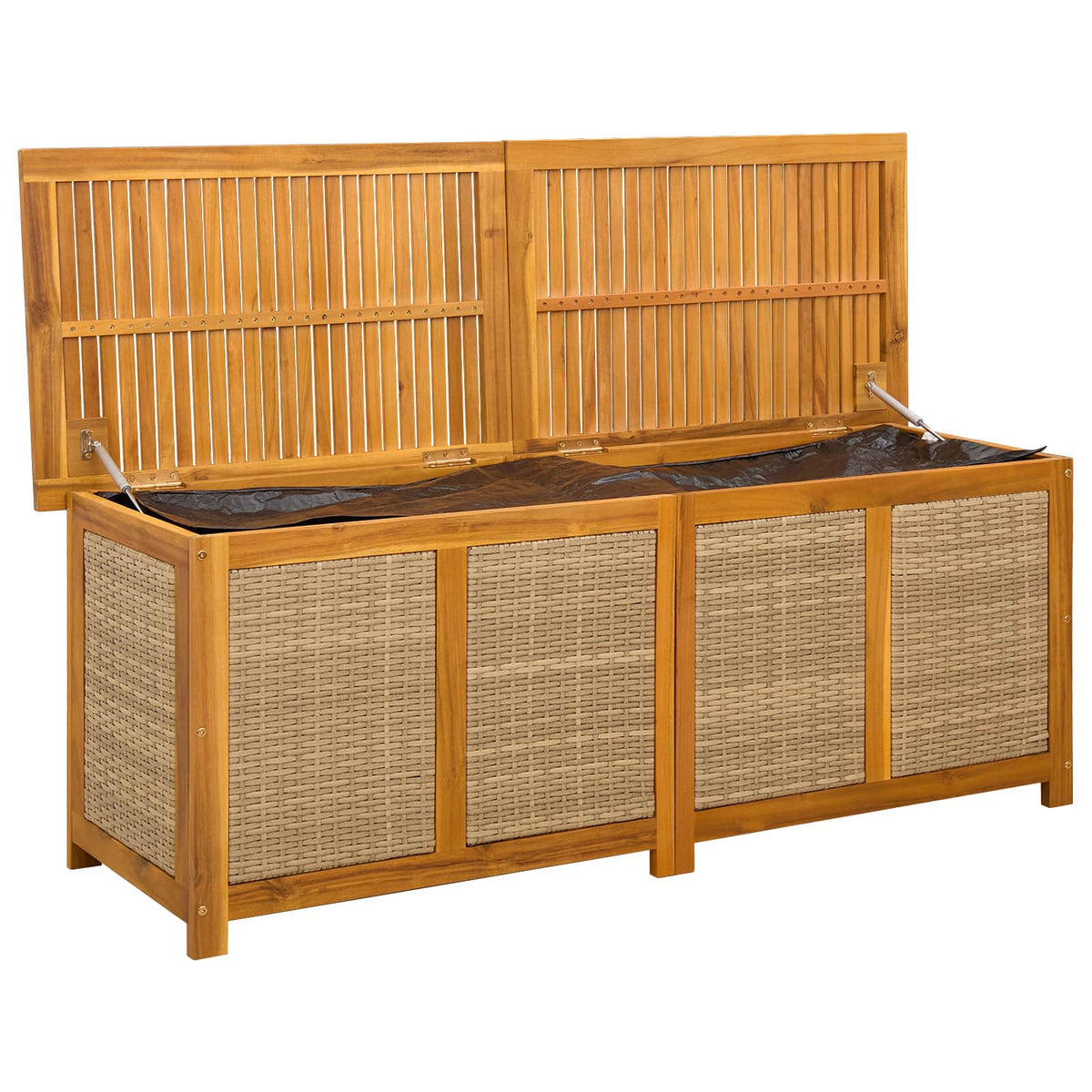 Gartenlagerboxen aus Akazienholz – verschiedene Größen und Farben – Beige · 150 cm – Ansicht 3