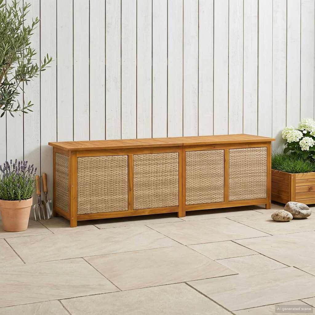 Gartenlagerboxen aus Akazienholz – verschiedene Größen und Farben – Beige · 200 cm – Ansicht 1