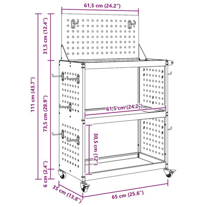 Werkzeugwagen Anthrazit 65 x 35 x 111 cm Kaltgewalzter Stahl