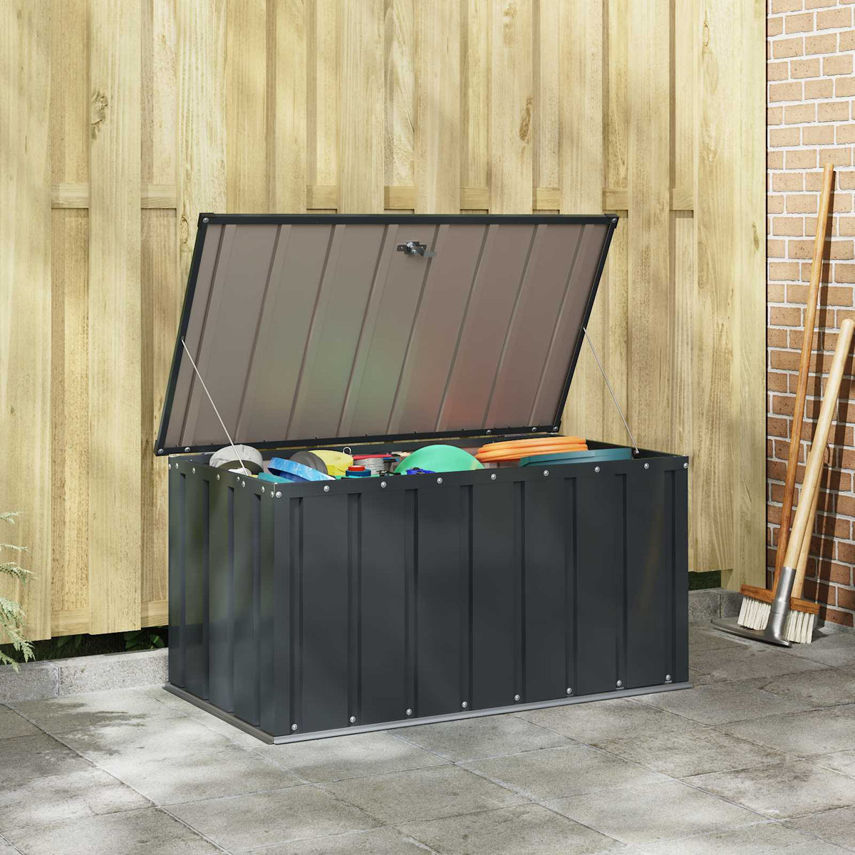 Gartenlagerbox Schwarz 101 x 56,5 x 50 cm Stahl