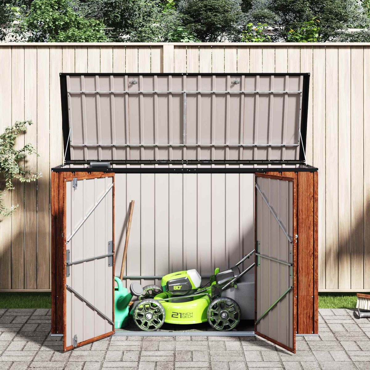 Gartenlagerbox Braun 214 x 82 x 132 cm Stahl