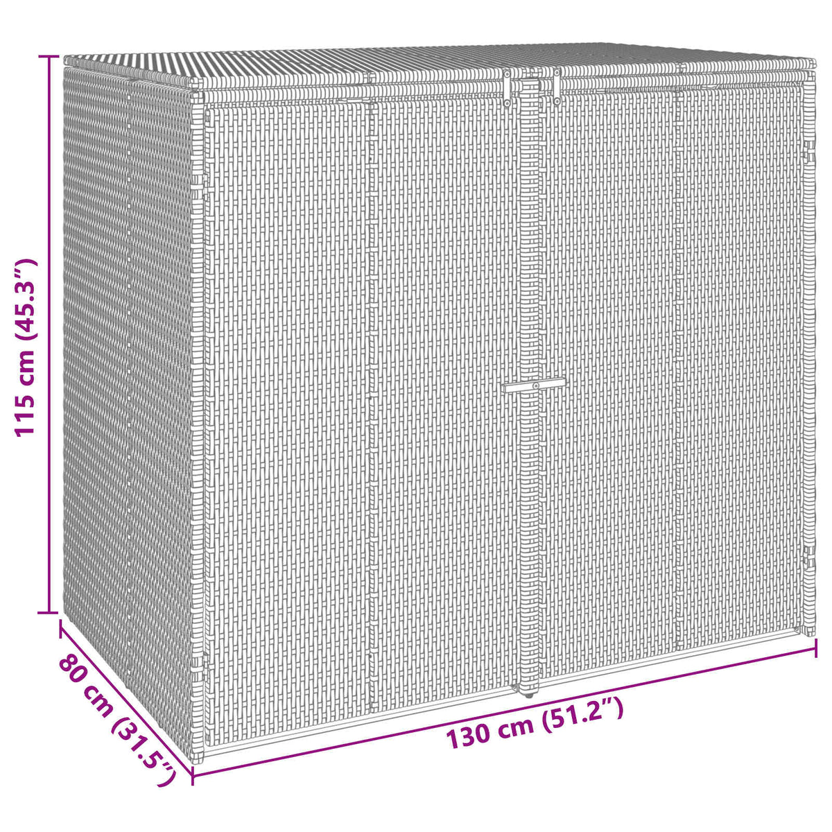 Mülltonnenbox 2 stk. Grau 130 x 80 x 115 cm Polyethylen