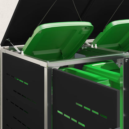 Mülltonnenboxen aus Edelstahl – verschiedene Größen und Farben – Schwarz · 2 Tonnen – Ansicht 5