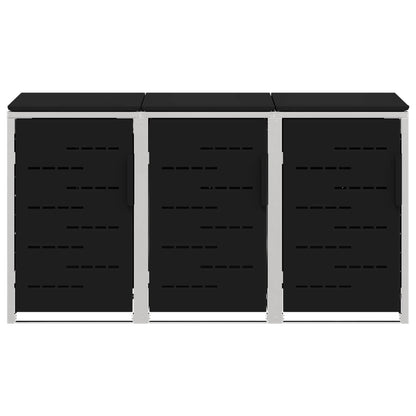 Mülltonnenboxen aus Edelstahl – verschiedene Größen und Farben – Schwarz · 3 Tonnen – Ansicht 7