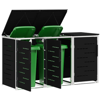 Mülltonnenboxen aus Edelstahl – verschiedene Größen und Farben – Schwarz · 3 Tonnen – Ansicht 3