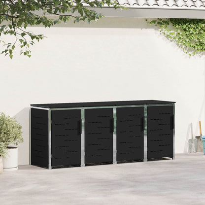 Mülltonnenboxen aus Edelstahl – verschiedene Größen und Farben – Schwarz · 4 Tonnen – Ansicht 1