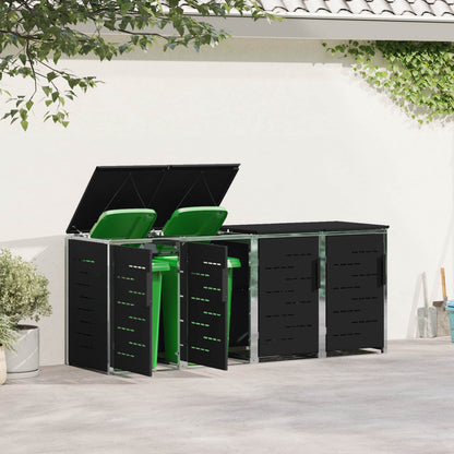 Mülltonnenboxen aus Edelstahl – verschiedene Größen und Farben – Schwarz · 4 Tonnen – Ansicht 4