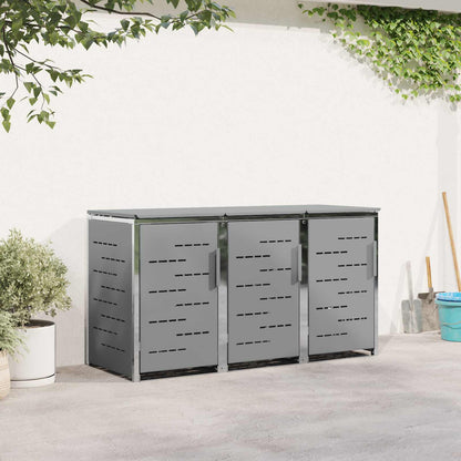 Mülltonnenboxen aus Edelstahl – verschiedene Größen und Farben – Grau · 3 Tonnen – Ansicht 1