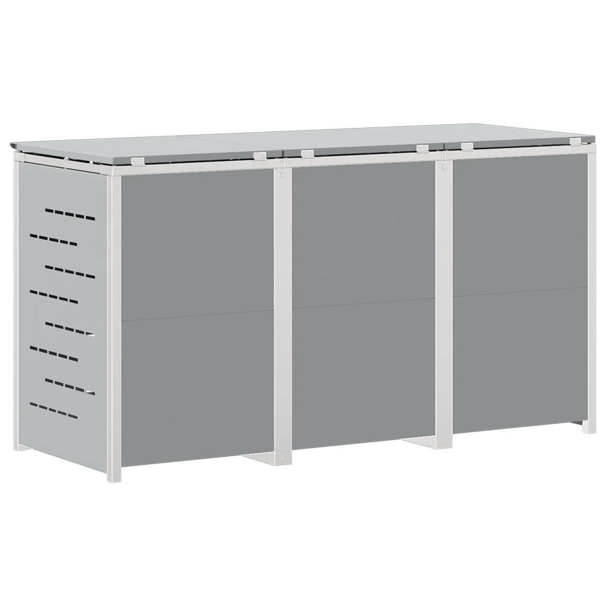 Mülltonnenboxen aus Edelstahl – verschiedene Größen und Farben – Grau · 3 Tonnen – Ansicht 9