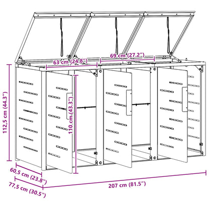 Mülltonnenboxen aus Edelstahl – verschiedene Größen und Farben – Grau · 3 Tonnen – Ansicht 12