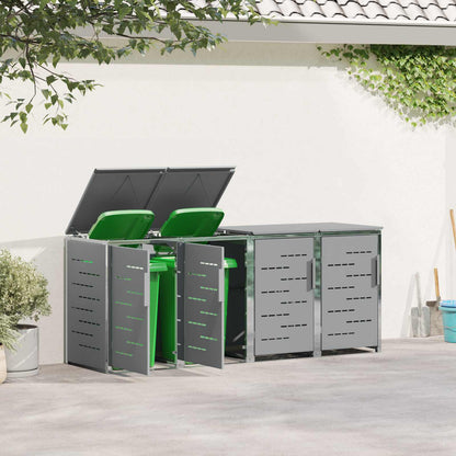 Mülltonnenboxen aus Edelstahl – verschiedene Größen und Farben – Grau · 4 Tonnen – Ansicht 4