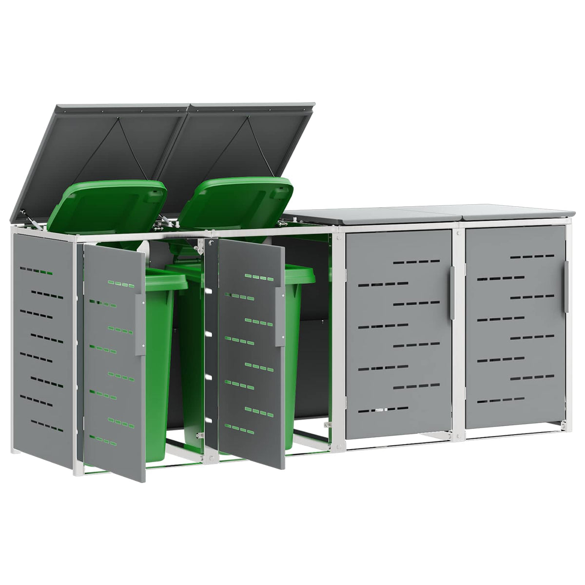 Mülltonnenboxen aus Edelstahl – verschiedene Größen und Farben – Grau · 4 Tonnen – Ansicht 3