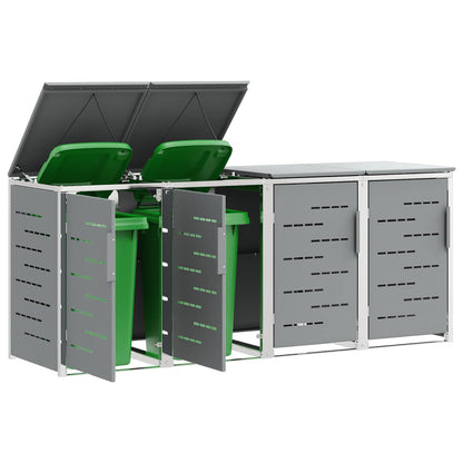 Mülltonnenboxen aus Edelstahl – verschiedene Größen und Farben – Grau · 4 Tonnen – Ansicht 3