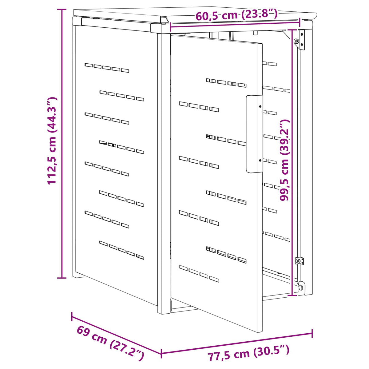 Mülltonnenboxen aus Edelstahl – verschiedene Größen und Farben – Schwarz · 1 Behälter 240 L – Ansicht 11