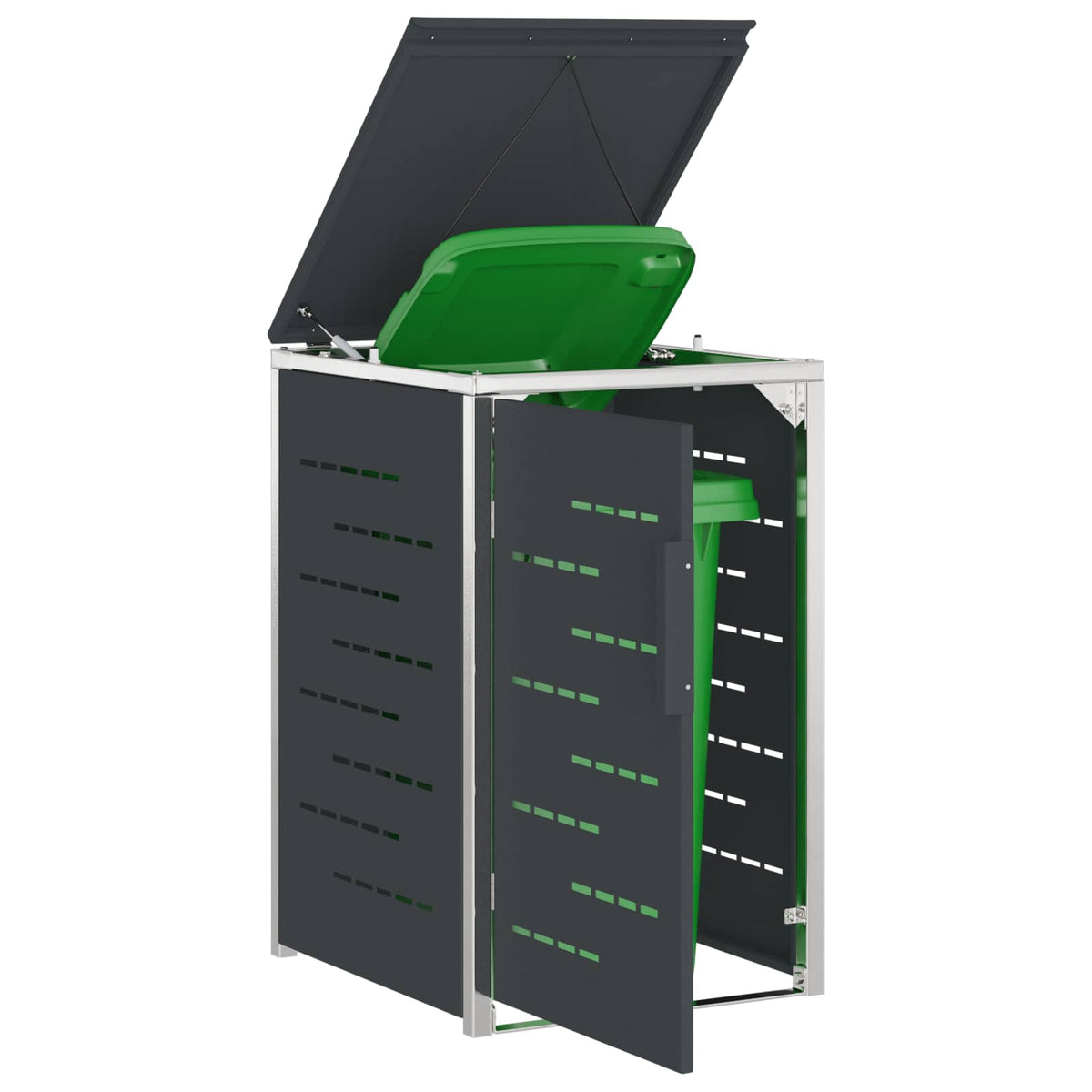 Mülltonnenboxen aus Edelstahl – verschiedene Größen und Farben – Anthrazit · 1 Behälter 240 L – Ansicht 3