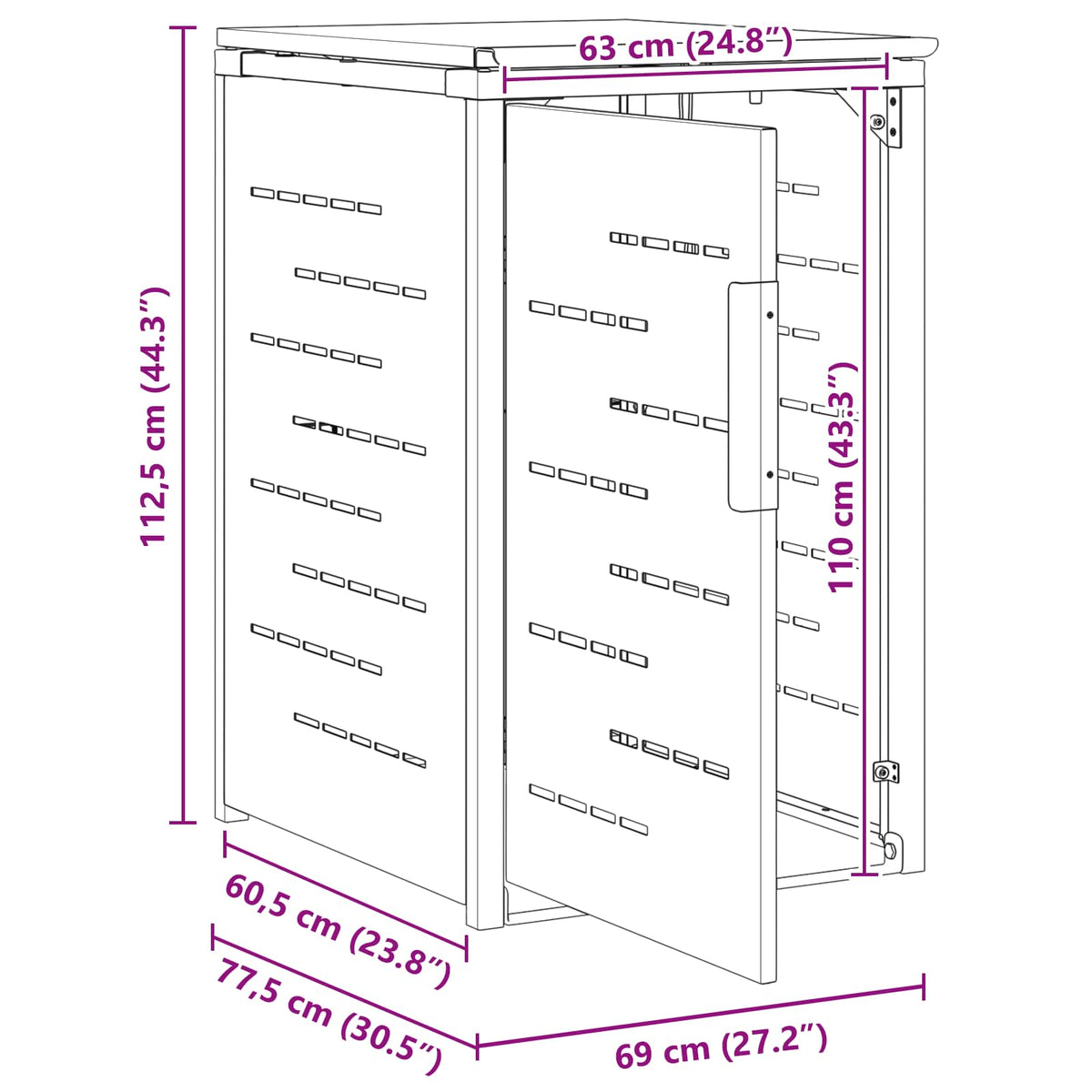 Mülltonnenboxen aus Edelstahl – verschiedene Größen und Farben – Anthrazit · 1 Behälter 240 L – Ansicht 11