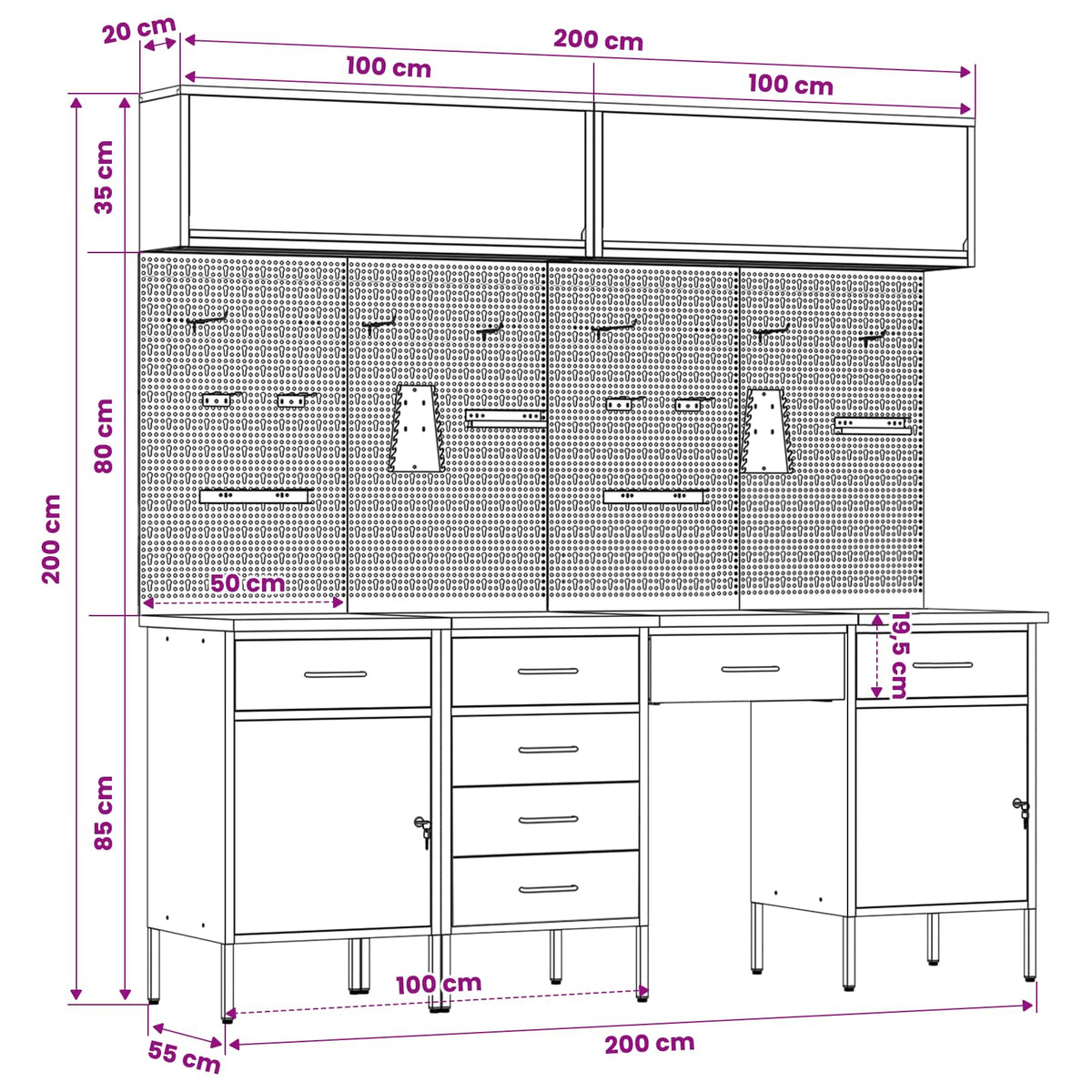 Werkstattschrank-System – Schwarz – Ansicht 13
