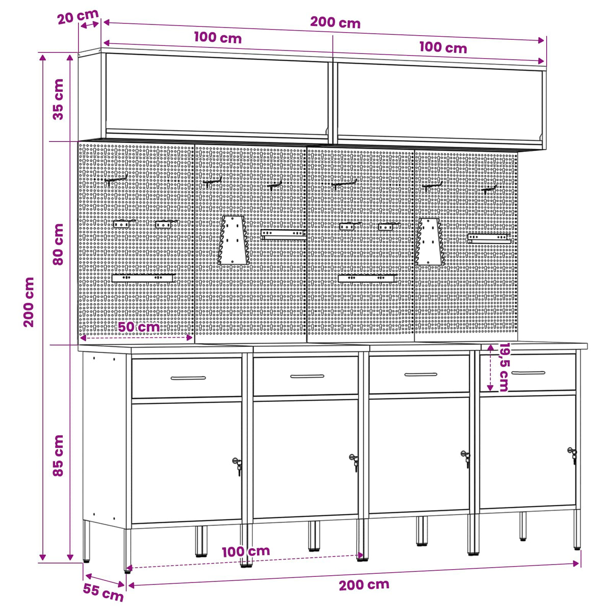 Werkstattschrank-System – Schwarz – Ansicht 13