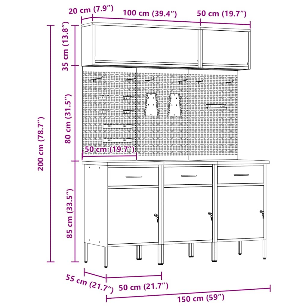 Werkstattschrank-System – Rot – Ansicht 14
