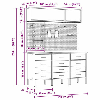 Werkstattschrank-System – Rot – Ansicht 14
