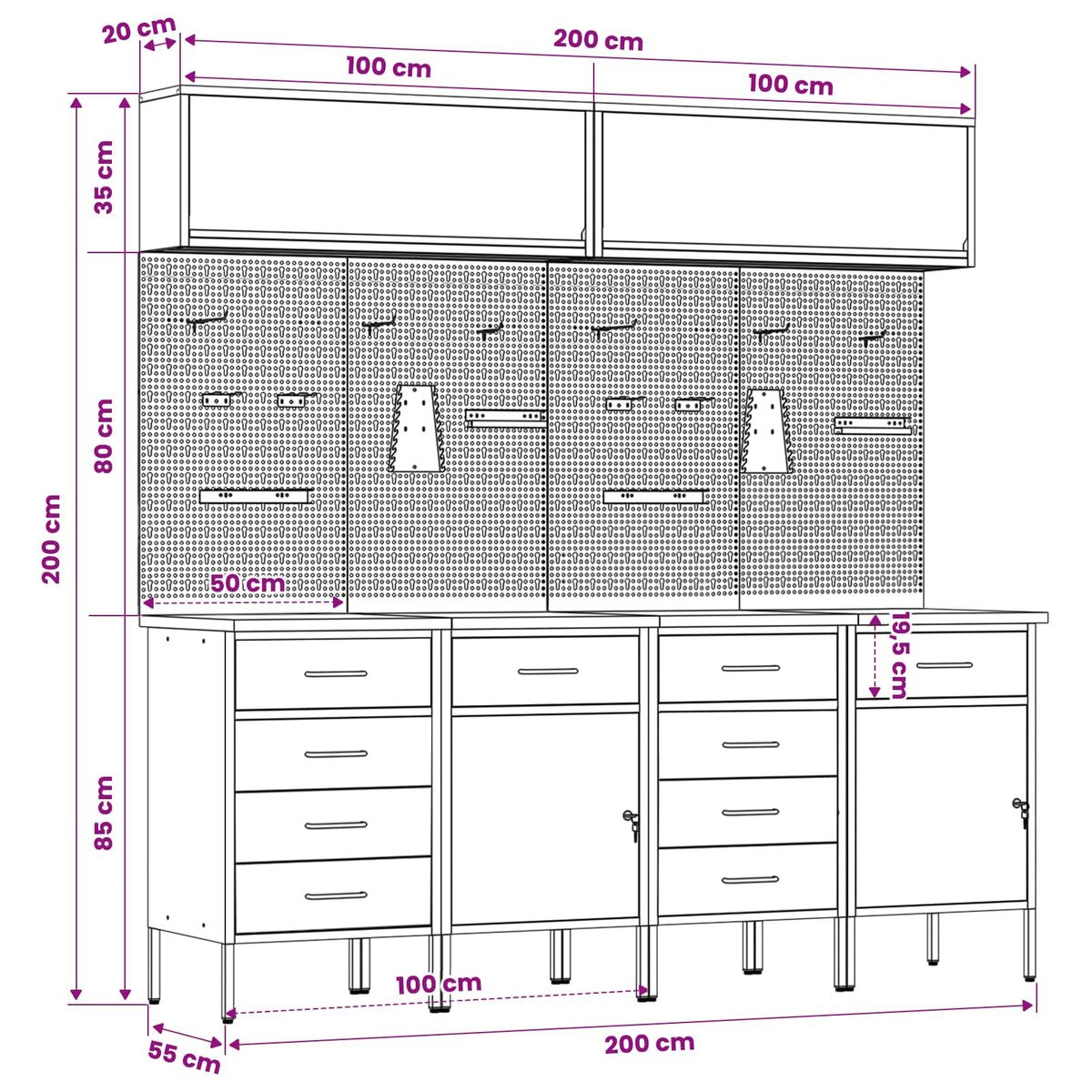 Werkstattschrank-System – Schwarz – Ansicht 14