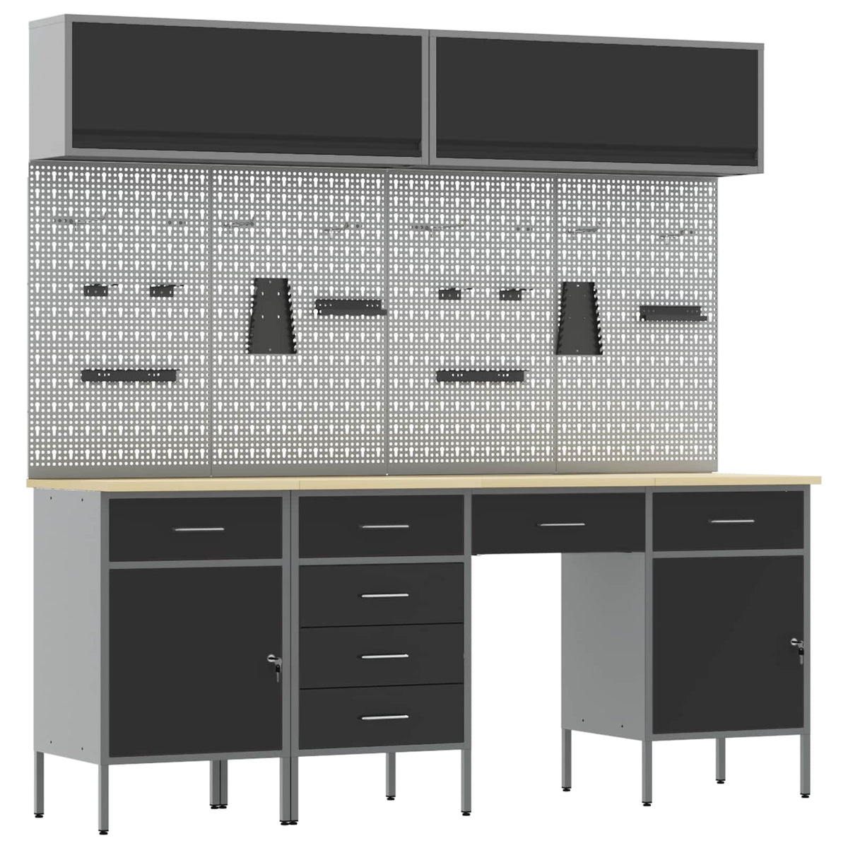 Werkstattschrank-System – Schwarz – 7 Schubladen + 2 Türen