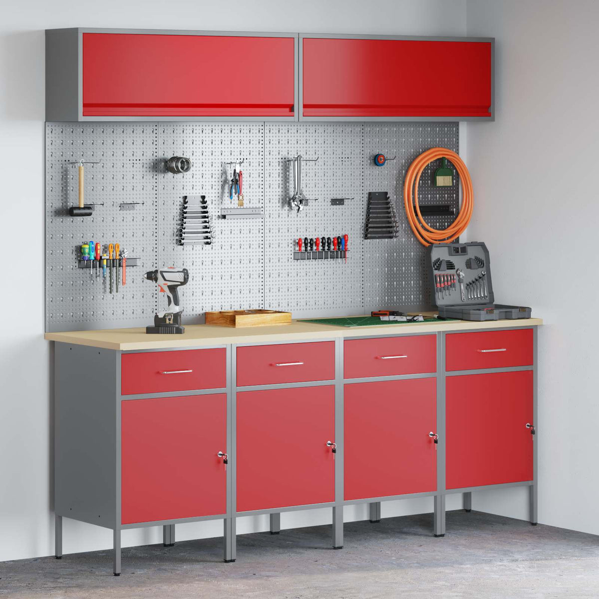 Werkstattschrank-System – Rot – Ansicht 2