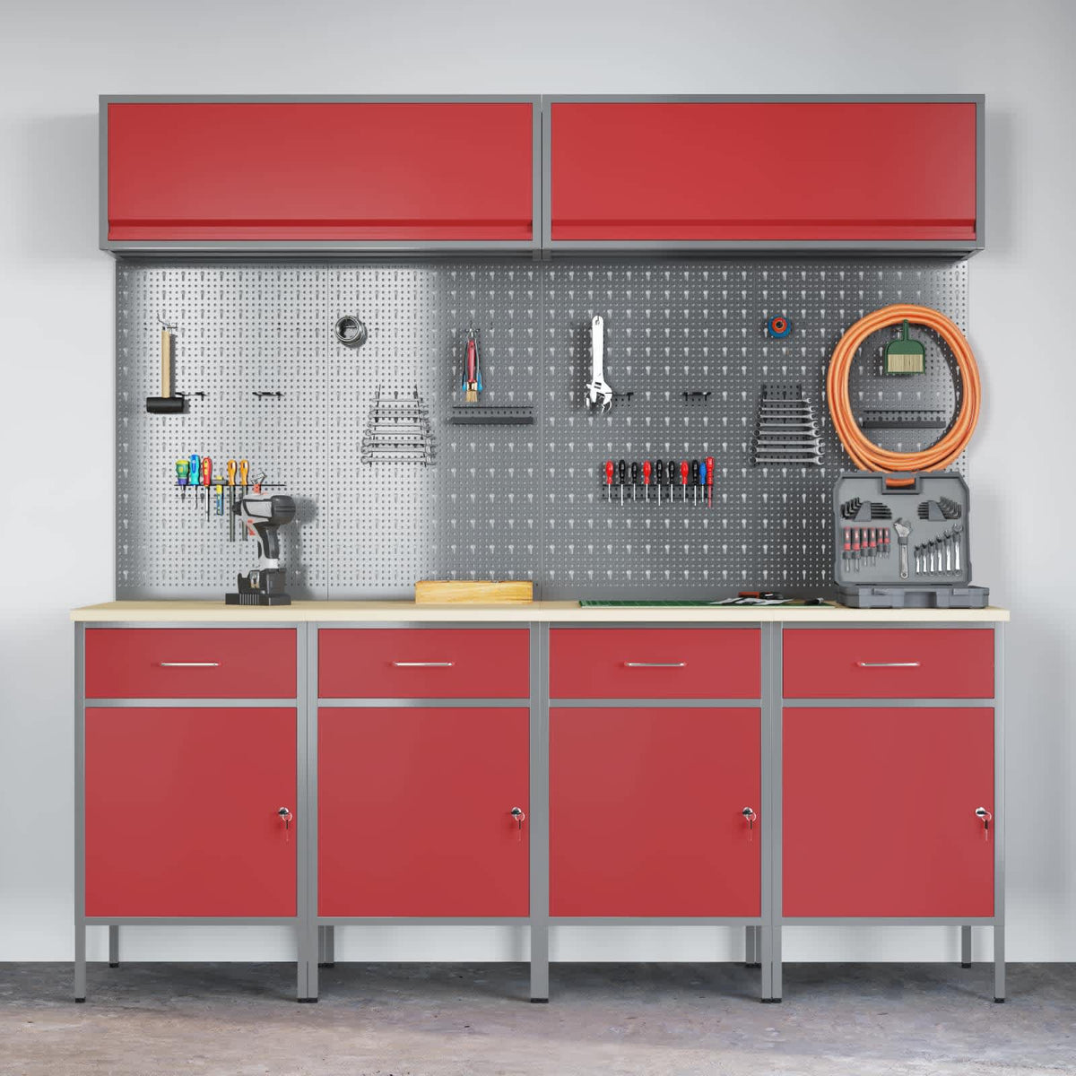 Werkstattschrank-System – Rot – Ansicht 4