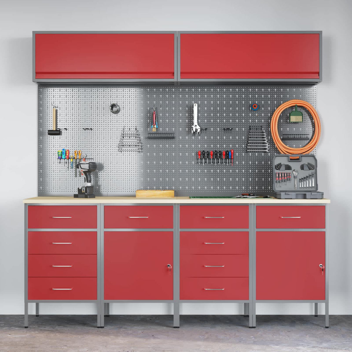 Werkstattschrank-System – Rot – Ansicht 4