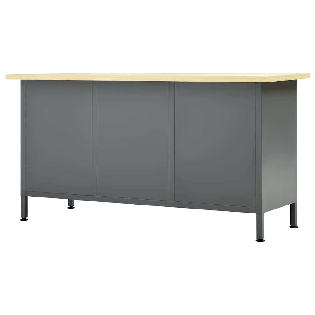 Stahl-Arbeitstisch 160 cm mit 6 Schubladen & 2 Schränken – Ansicht 5
