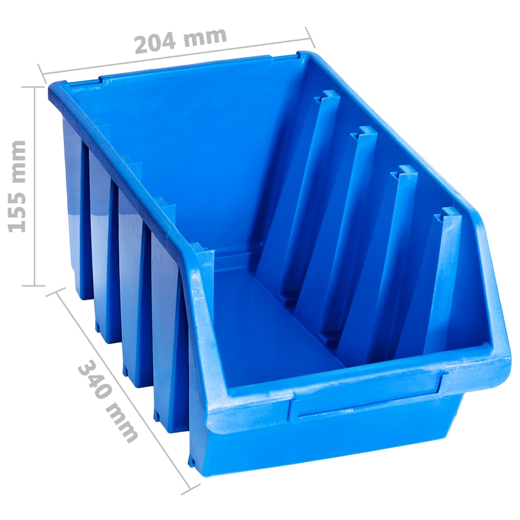 Stapelboxen-Set 14-teilig mit Etikettenhalter – Blau – Ansicht 4