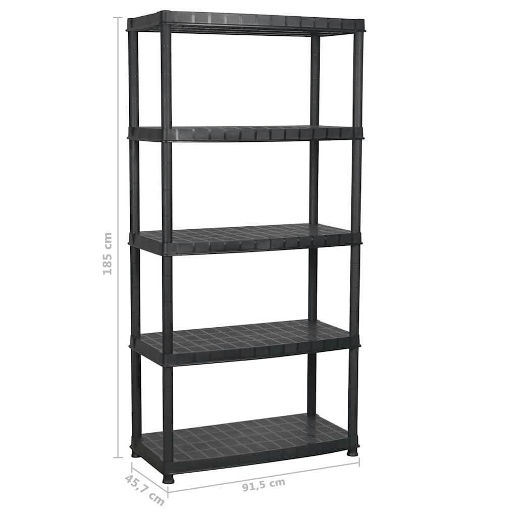 Kunststoff-Lagerregal 5 Böden 91,5 × 45,7 × 185 cm – Ansicht 7