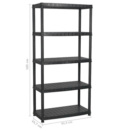 Kunststoff-Lagerregal 5 Böden 91,5 × 45,7 × 185 cm – Ansicht 7