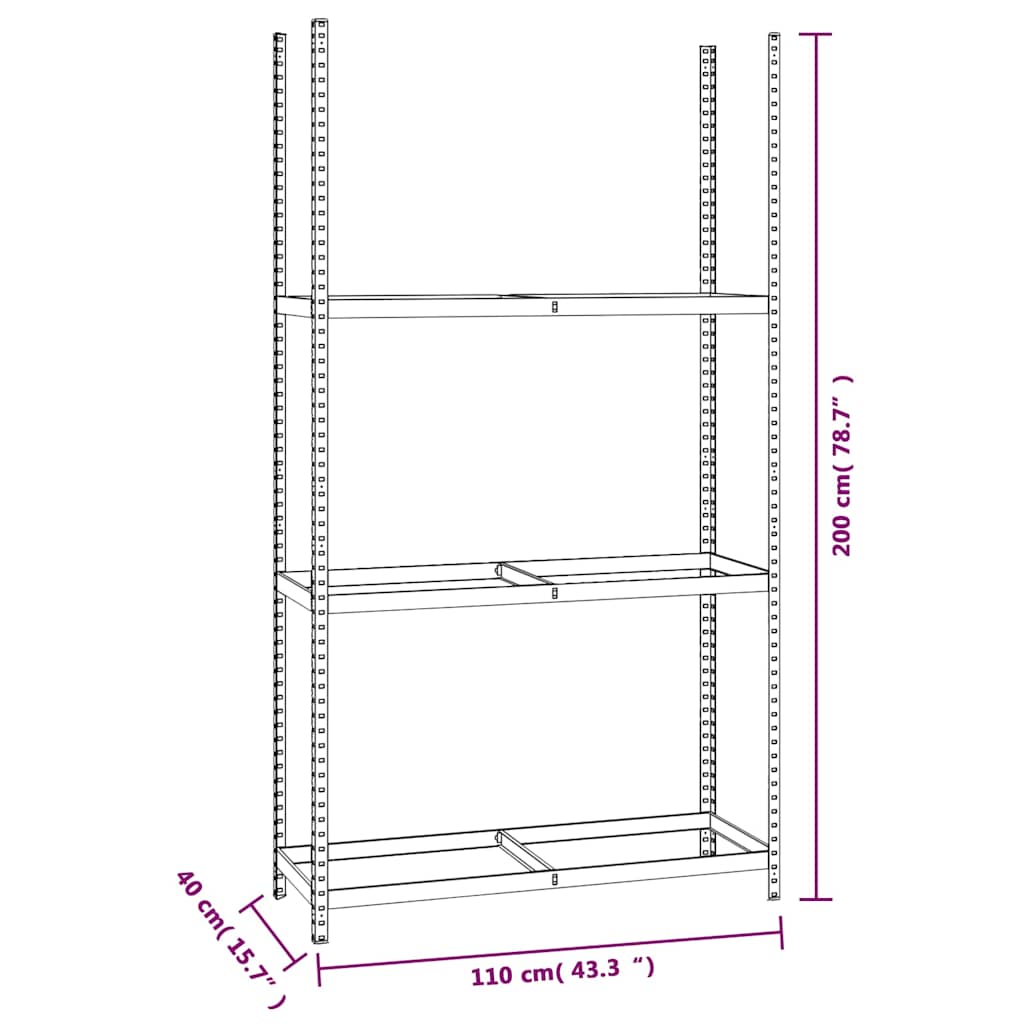 Reifenregal mit 3 Böden 110 × 40 × 200 cm – Ansicht 8