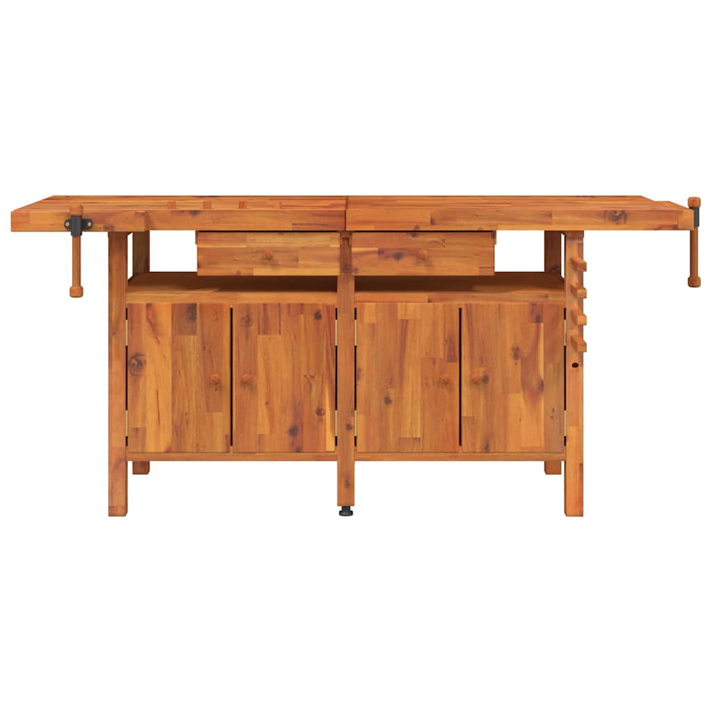 Massivholz-Werkbank 192 cm mit Schubladen & Schraubstöcken – Ansicht 3