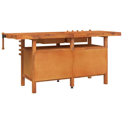 Massivholz-Werkbank 192 cm mit Schubladen & Schraubstöcken – Ansicht 6
