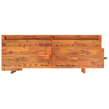 Massivholz-Werkbank 192 cm mit Schubladen & Schraubstöcken – Ansicht 7
