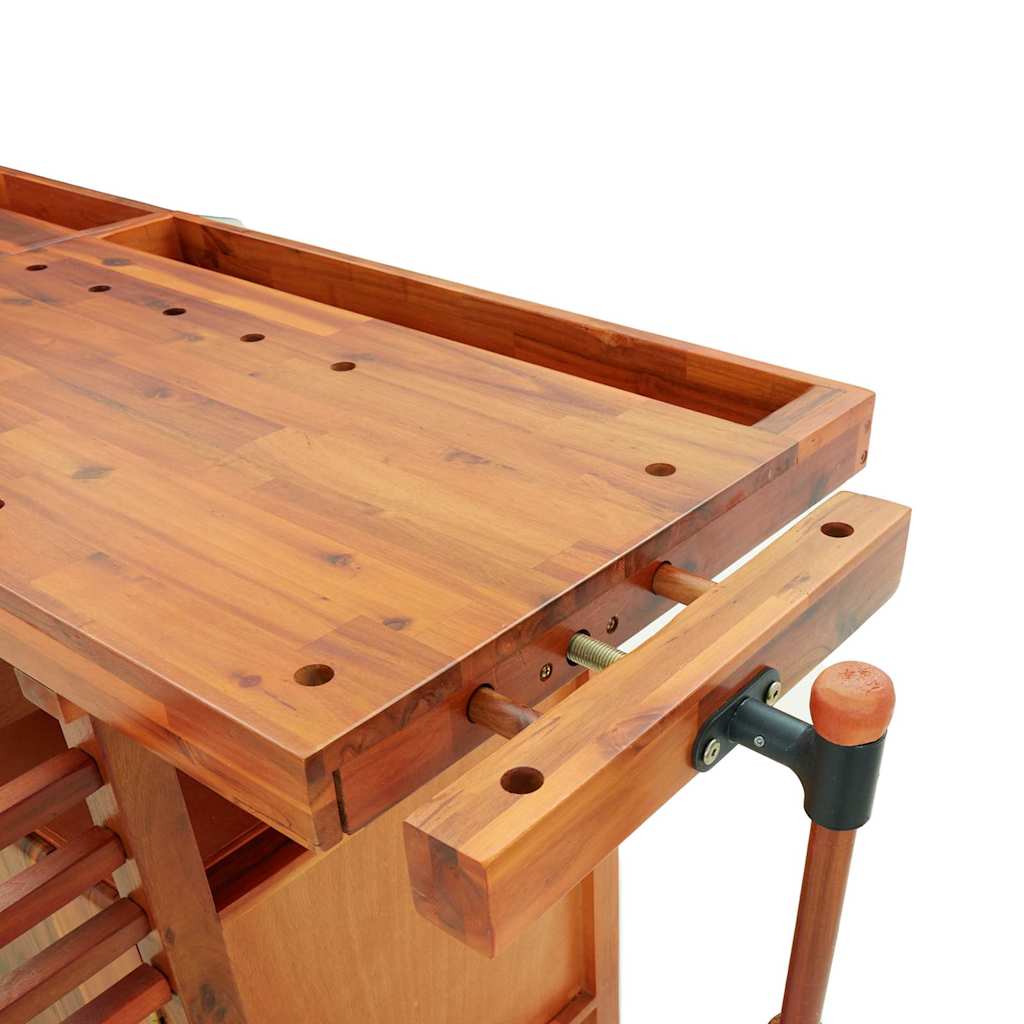 Massivholz-Werkbank 192 cm mit Schubladen & Schraubstöcken – Ansicht 8