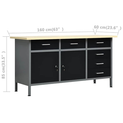 Werkbank 160 cm mit 4 Werkzeugwänden, 6 Schubladen & 2 Schränken – Ansicht 5