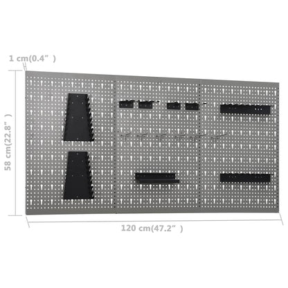 Werkbank 120 cm mit 3 Werkzeugwänden & Wandschrank – Ansicht 4