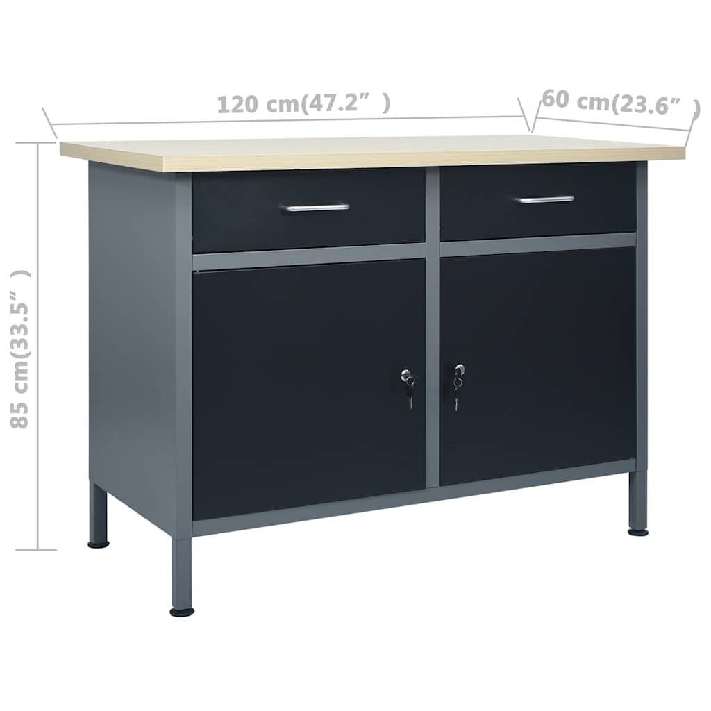 Werkbank 120 cm mit 3 Werkzeugwänden & Wandschrank – Ansicht 6