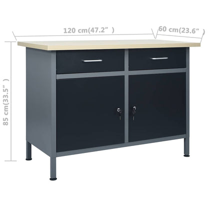 Werkbank 120 cm mit 3 Werkzeugwänden & Wandschrank – Ansicht 6