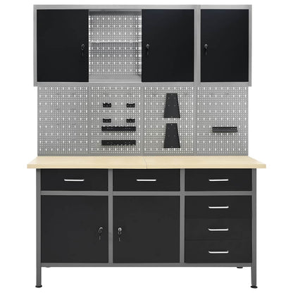 Werkbank 160 cm mit 4 Werkzeugwänden & 2 Wandschränken – Ansicht 2