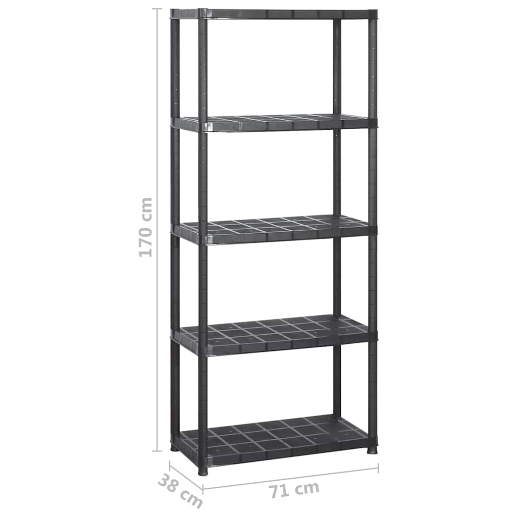 Kunststoff-Lagerregal 5 Böden 142 × 38 × 170 cm – Ansicht 5
