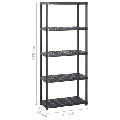 Kunststoff-Lagerregal 5 Böden 142 × 38 × 170 cm – Ansicht 5