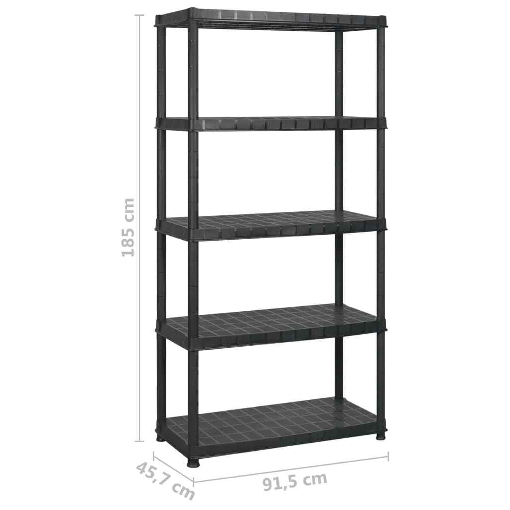 Kunststoff-Lagerregal 5 Böden 366 × 45,7 × 185 cm – Ansicht 6