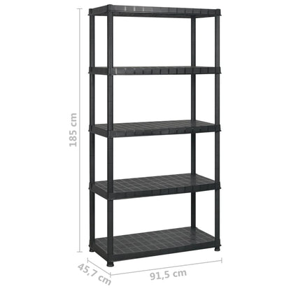Kunststoff-Lagerregal 5 Böden 366 × 45,7 × 185 cm – Ansicht 6