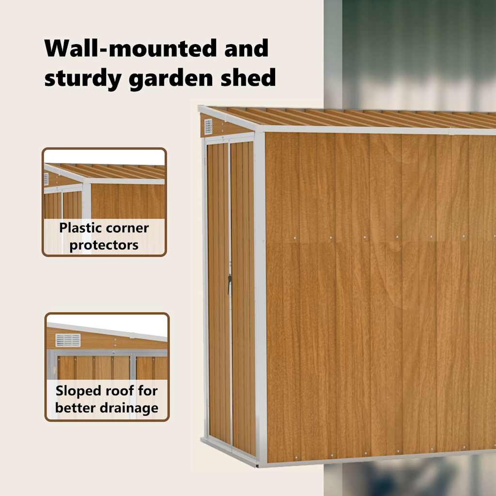 Wand-Gartenhaus 118 × 382 × 178 cm aus verzinktem Stahl – Braun – Ansicht 10