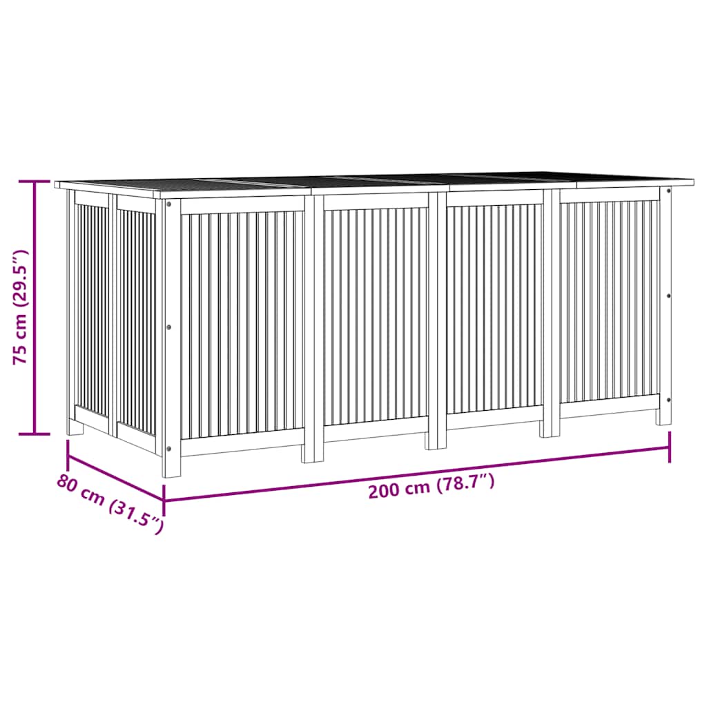 Gartenbox 200 × 80 × 75 cm aus Akazienholz – Ansicht 11